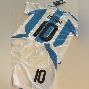Boys Messi Argentina Soccer Jersey Kit Youth Jersey Medium 8-9 Size 26